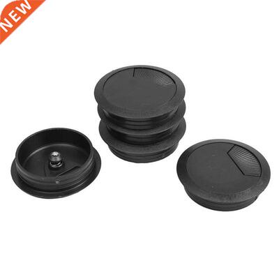 5 Pcs Black 70mm Dia Round Plastic Cable Hole Covers for Com