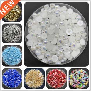 Flat Scrapbo 10mm Round Pearl Half 8mm ABS Back 4mm Bead 6mm