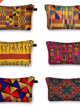 African Woman Print Cosmetic Bag Afro Ladies Makeup Bags Fas