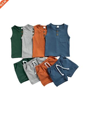 Citgeett Summer Solid Newborn Baby Girls Boys Outfits Round