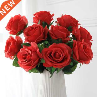 5Pcs artificial roses silk wedding flowers Red white roses f