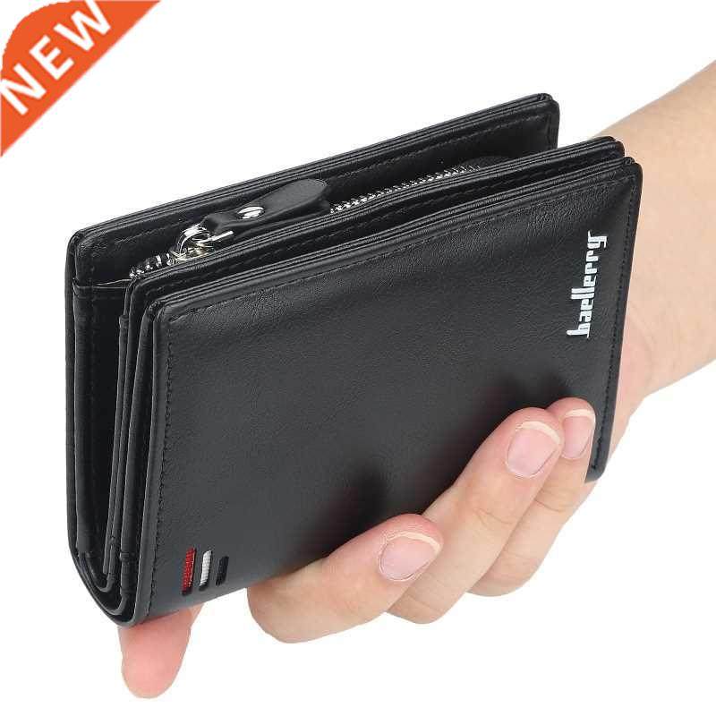 Brand Men PU Leather short Wallet With Zipper Coin Pocket Vi