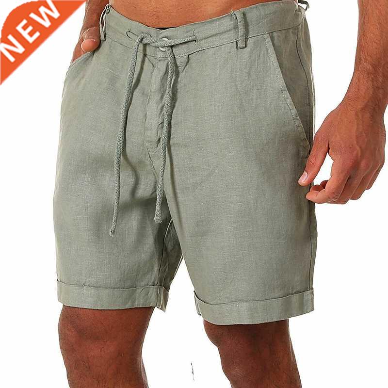 2022 New Men's Casual Fashion Flax High Quality Shorts Linen