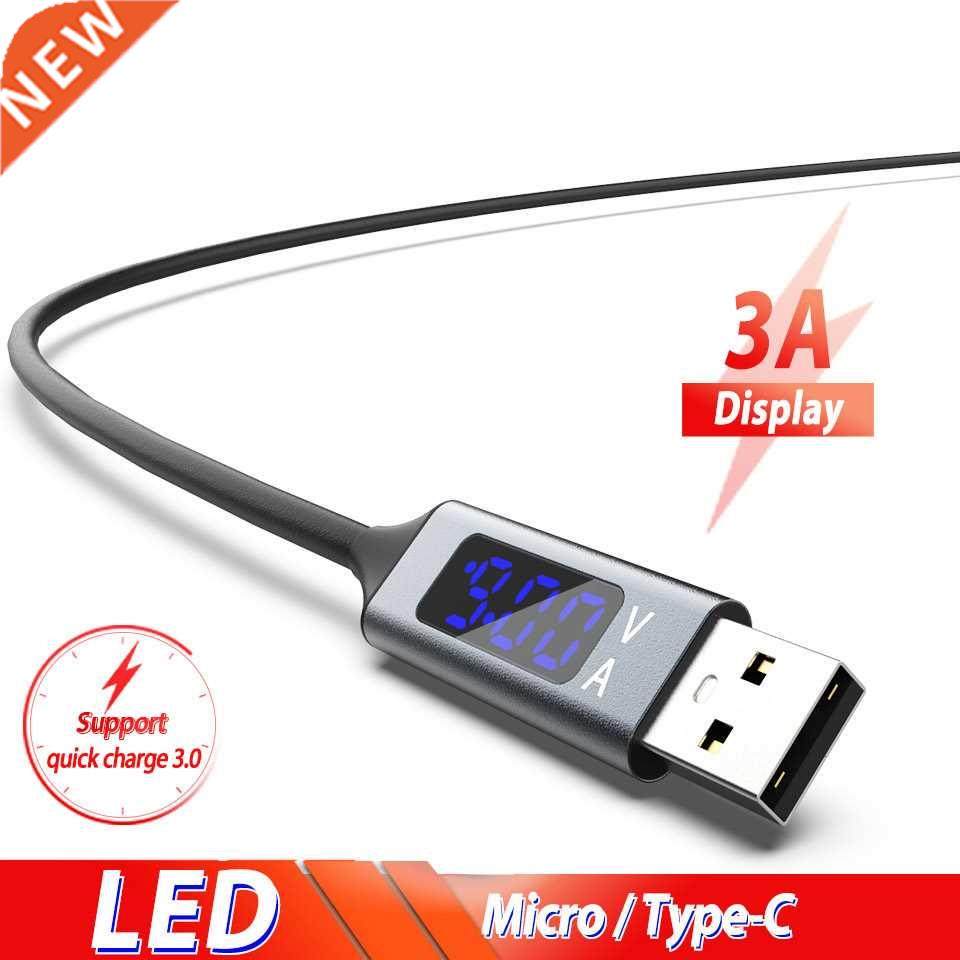 LED Digital Display Micro Usb Type C Cable Fast Charge Char