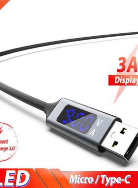 LED Digital Display Micro Usb Type C Cable Fast Charge Char