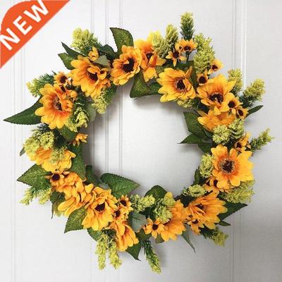 European-Style Sunflower Wreath Silk Flower Garland for Farm