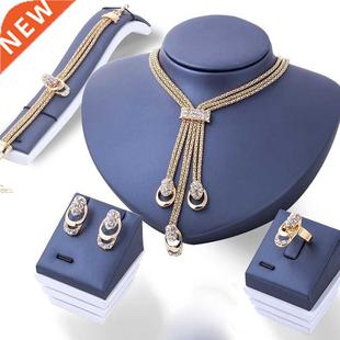 Hot Sale 4 Pcs/Set Luxury Classic Women's Jewelry Set Gold P