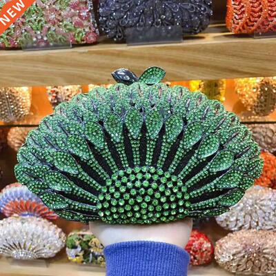 XYUAN women green Crystal Luxury Damond Clutch Bag champag