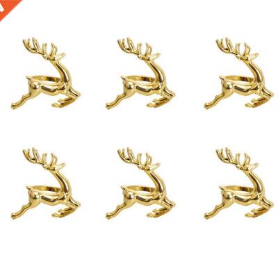 Napkin Rings,6Pcs Gold Elk Napkin Rings for Place Settings,W