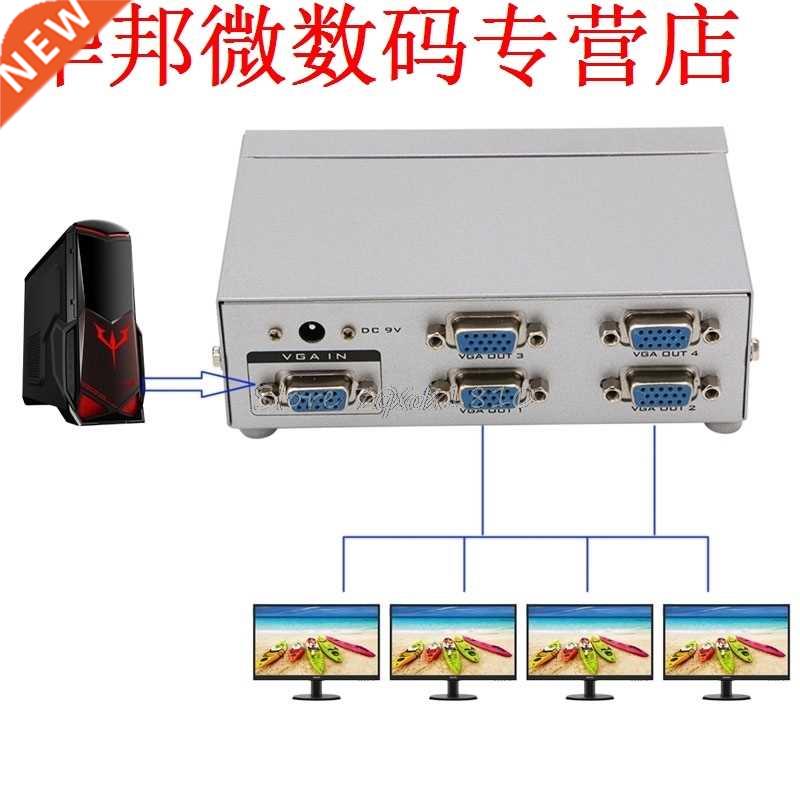 4 Port SVGA VGA Splitter 250MHz to 4 LCD CRT Video Monitor F