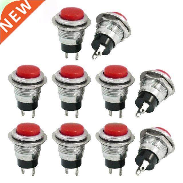 10Pcs Red SPST Type Momentary 12mm Push Button Switch AC125V