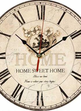 Large Vintage Flower Wooden Wall Clock Kitchen Antique Shabb