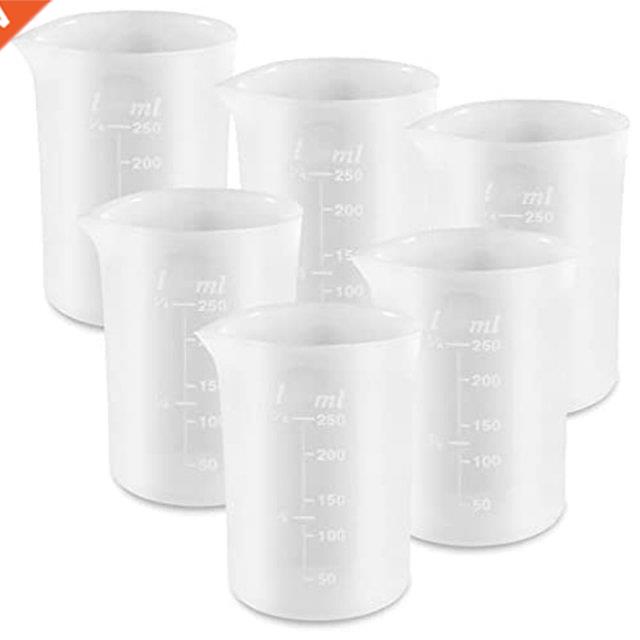 6 PCS 250 Ml Silicone Measuring Cups For Resin Cups Glue Too