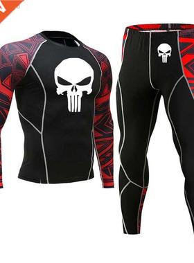 Men's Thermal Shirt Pants Long underwear Set Compression Spo