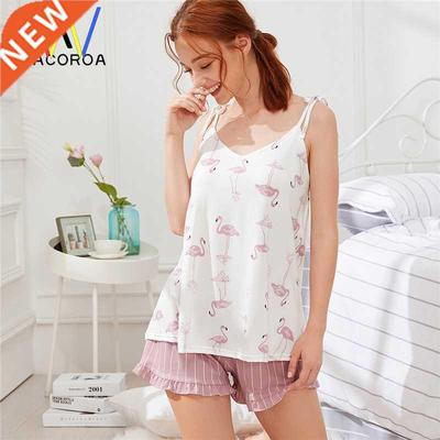 Tops Shorts Sets Summer Strap pajamas for Women sleepwear 01