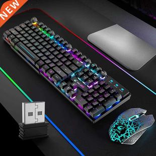 Gaming Keyboard and 2.4G Set Wireless Mouse Col Rechargeable