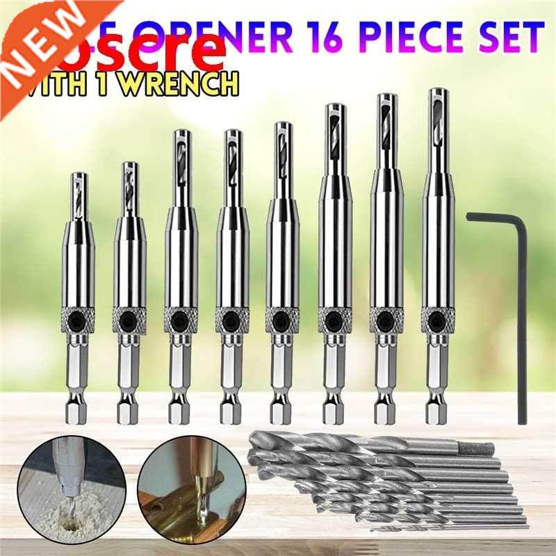 16pcs/set core drill bit hole puncher hinge tapper for door
