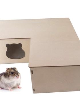Hamster House with Multi Chambers Wooden Hideout Nesting Hab