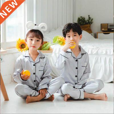 Silk Pajamas for Girls Boy Pajama Sets Summer Autumn Satin L