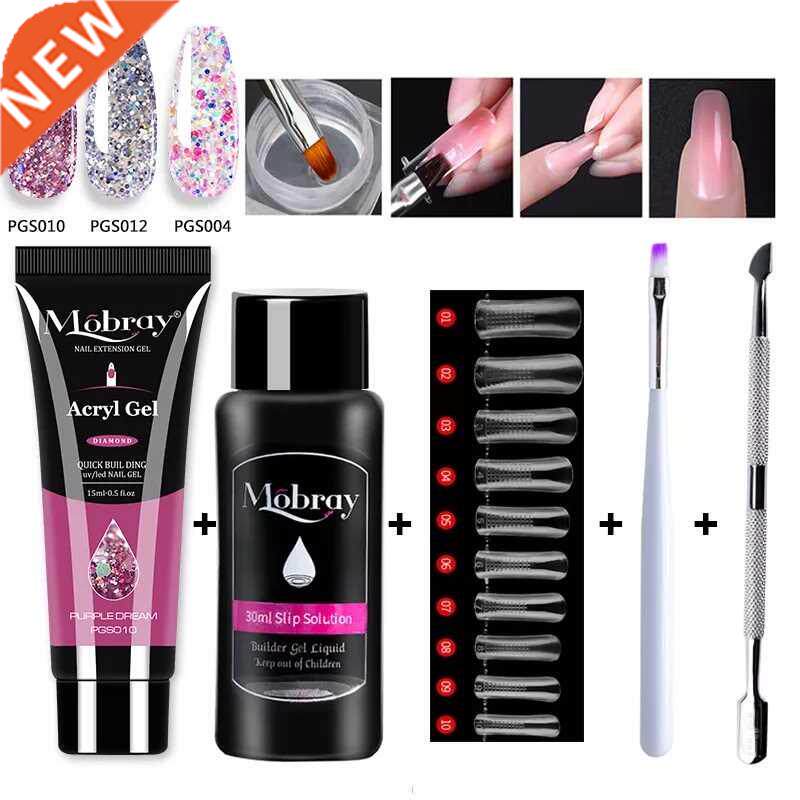 Mobray 15ml Poly Nail Gel Kit Glitter Decorations Gel Extens