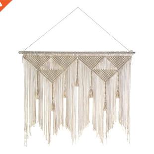 Boho Woven Tapestry Macrame White Hanging Beige Tassel Wall