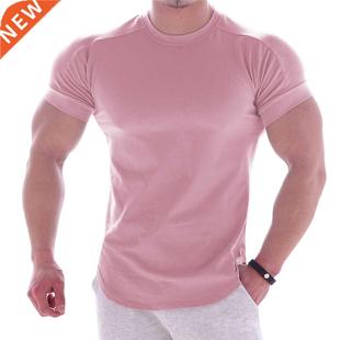 Casual shi shirt Slim blank sleeve Short Men Gym