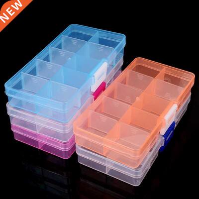 10 Slots Adjustable Transparent Jewelry Storage Box Rng Ear