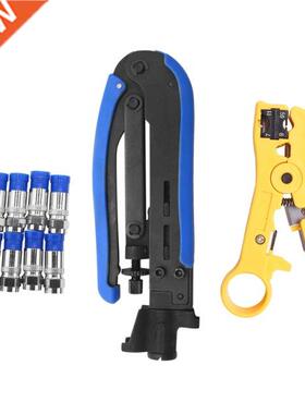Compression Tool Coax Cable Crimper Kit Adjustable Rg6 Rg59