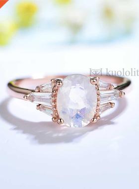 Kuololit Natural Moonstone Rings for Women Solid 925 Sterlin