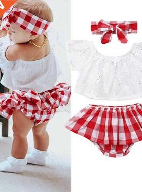 0-24M 3pcs Baby Girls Clothes Set Solid White Off Shoulder S