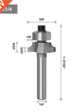 4pcs 1/4 Inch Router Bit Shank Round Over Bead Edge Forming