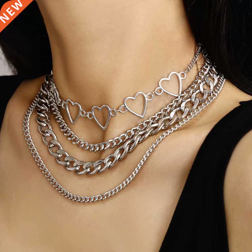 New Vintage Fashion Gold Silver Color Heart-shape Multilevel