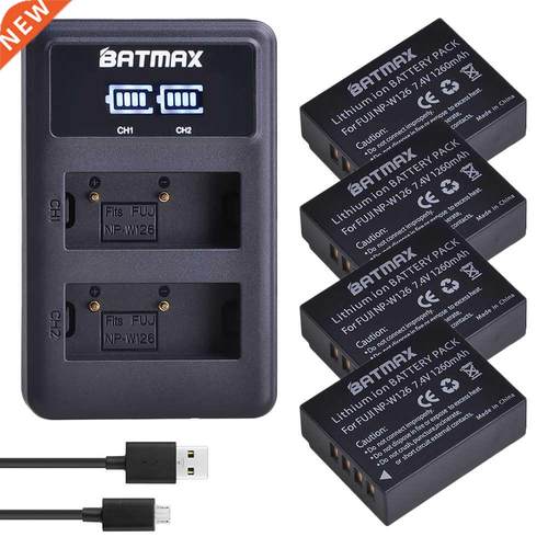 4Pcs 1260mh NP-W126 NP W126 NP-W126S W126S Bttery + LED Du