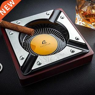 Ash Cigar Luxury Outdoor Tray Metal Home Ashtray Wood Red