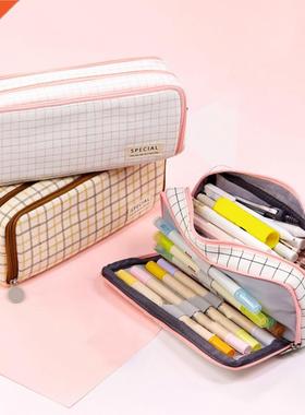 Simple Multi Pen Slots Mesh Pocket Stationery Box Lightweigh
