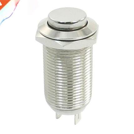 Metal Latchng Hgh Flat Push Button Swtch 12mm Threaded SP