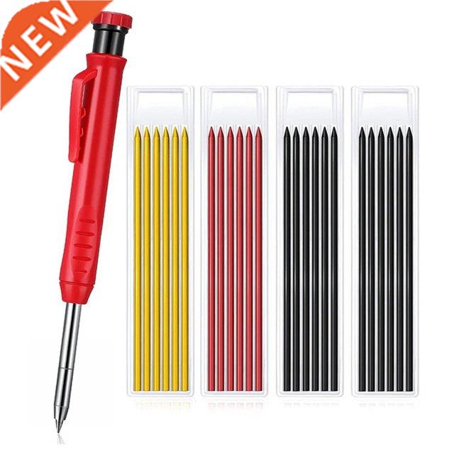 Solid Carpenter Pencil Set With 6 Refill Leads, Built-in Sha