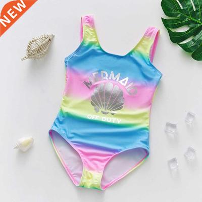 2~11Y Girls Swimsuit One Piece Girls Swimwear Rainbow print