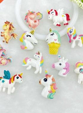 10Pcs Resn Mn Mxed Uncorn Flatback Cabochon Scrapbook K