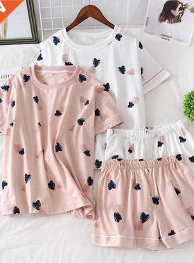 QWEEK Women's Pajamas Cotton Sleepwear Suit Home Clothes Hea