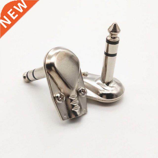 2pcs Brass Gold Plated 6.35mm Mono 2 Pole Jack 90 Degree Rig