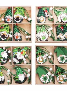 F1CD Green Gnome Wooden Pendant Irish St. Patrick's Day Orna