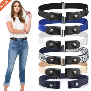 Unbuttoned elastic belt jeans Lady's unbuttoned belt dress S