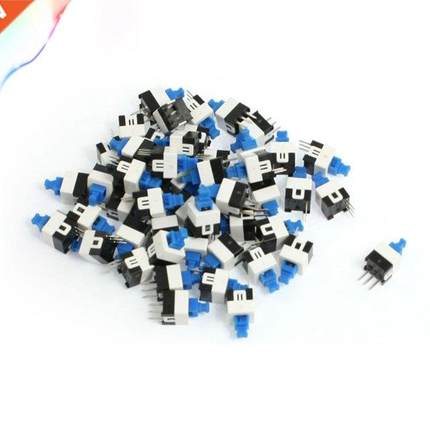 50 Pcs Latching Contact 3 Pin Torch Push Button Switch 7x7mm