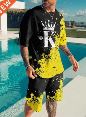 2021 summer men's short-sleeved 3D nd printing T-shi