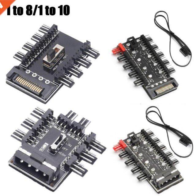 Fan Hub 1 to 8 PC 4Pn Speed Controller Adapter 3-level 12V