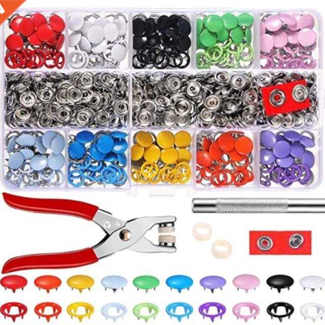 200pcs 10 Colors Metal Prong Snap Button Grommets Fasteners