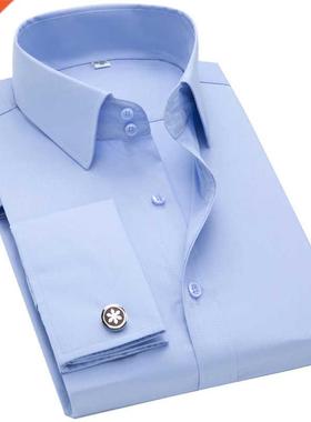 French Cuff Men's Long Sleeve Tuxedo Dress Shirt High Qualit