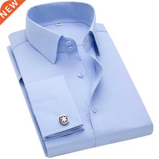 French Cuff Men's Long Sleeve Tuxedo Dress Shirt High Qualit