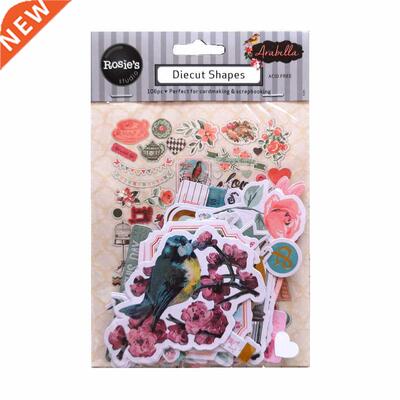 CRZCrafter 106pcs Printed Paper Diecut Shapes Ephemera Embe